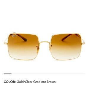 Ray-Ban gold 1971 square style sunglasses gradient brown women’s glasses classic